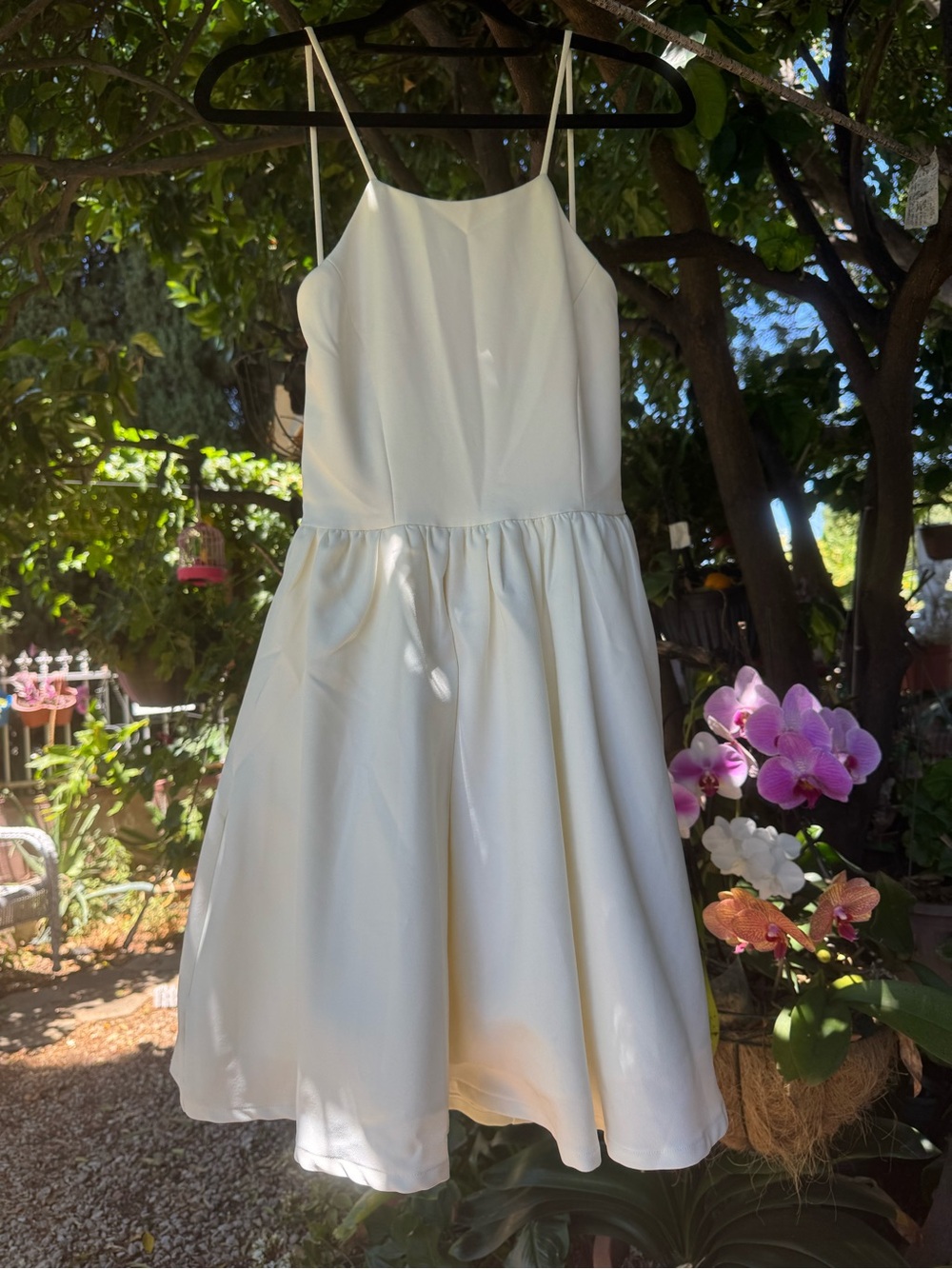 Lulu's Ivory Spaghetti Strap Formal Dress